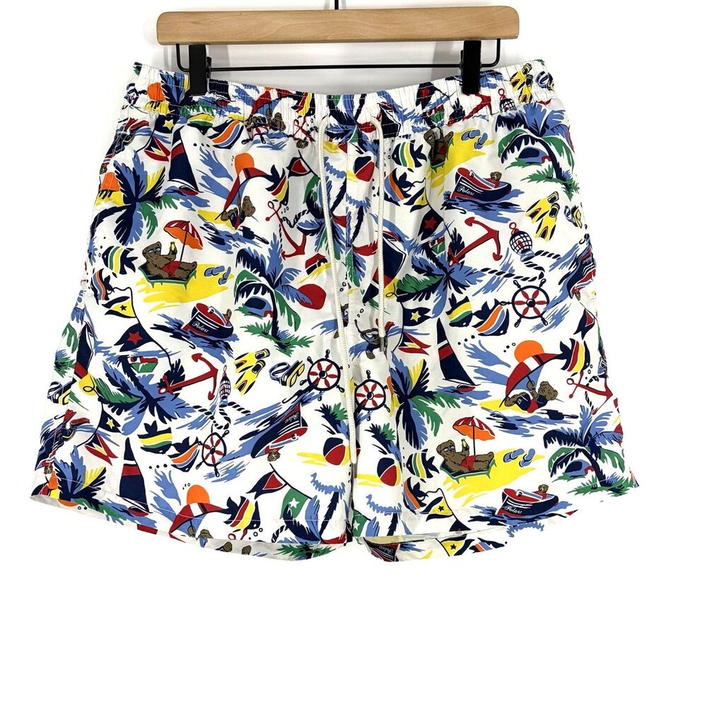 Polo Ralph Lauren Swim Trunks Size XXL Mens Polo Bear Preppy Floral Aloha Print